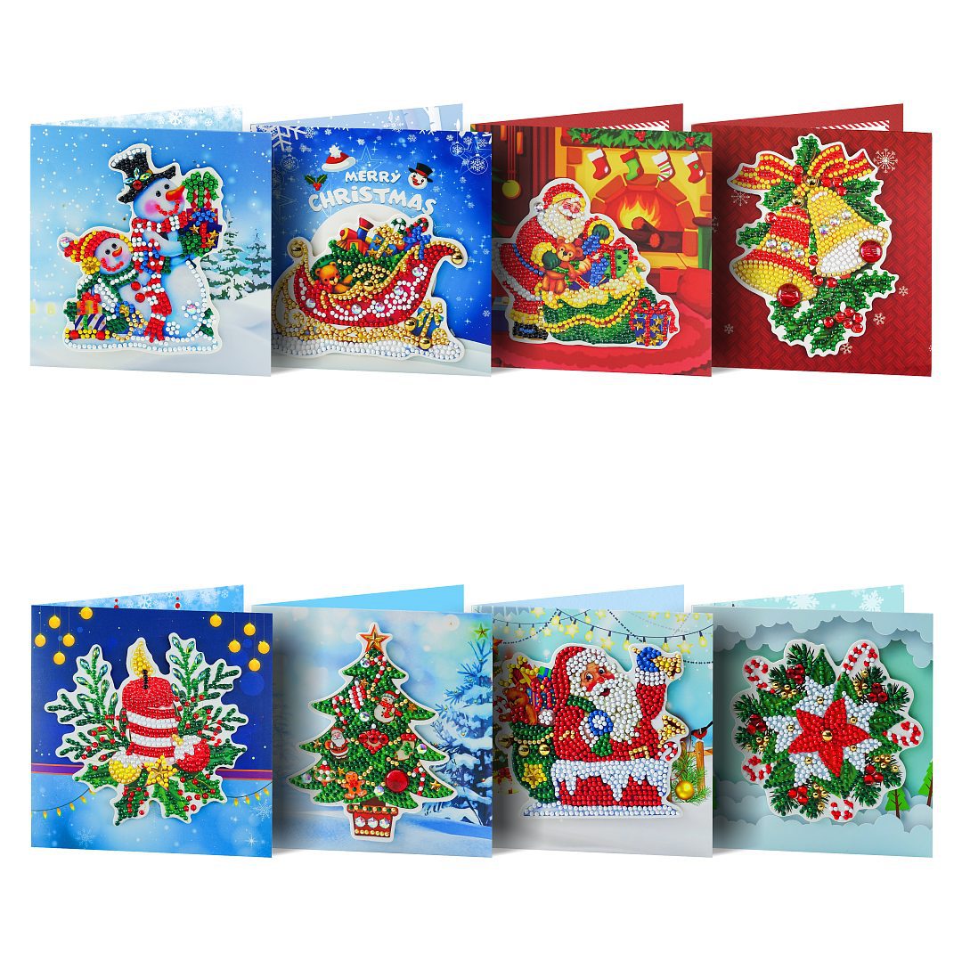 Diamantschilderij Kerstkaarten 8st 