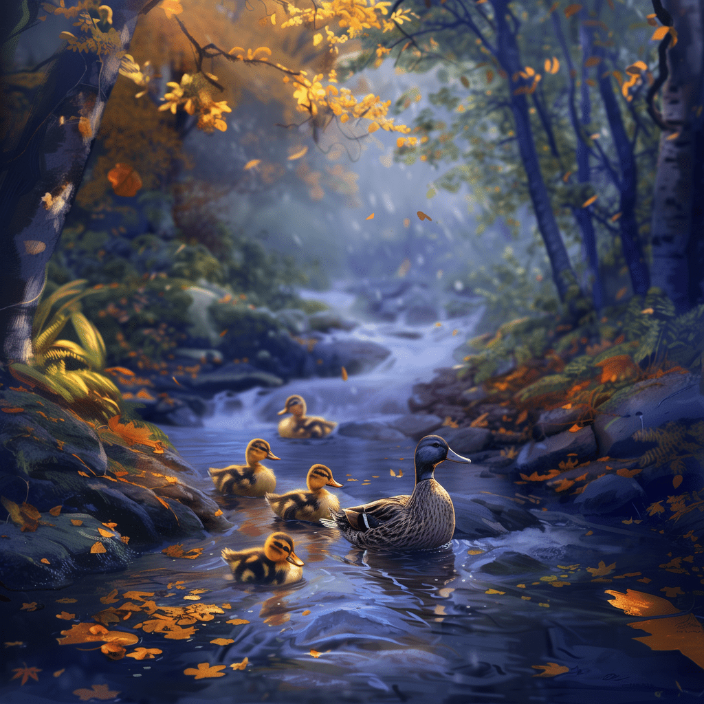 Duck Family 50x50cm - Diamantschilderij 
