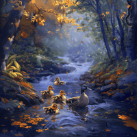 Thumbnail for Duck Family 50x50cm - Diamantschilderij 