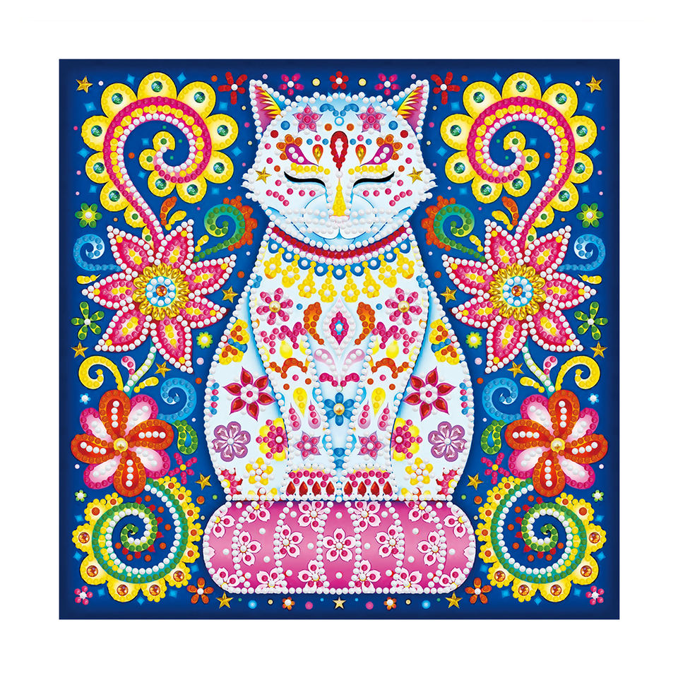 Cat 30x30cm - Gloeiende diamant schilderij in het donker 