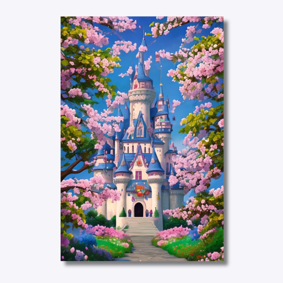 Pad naar het Bloemenkasteel 40x60cm - Diamantschilderij 