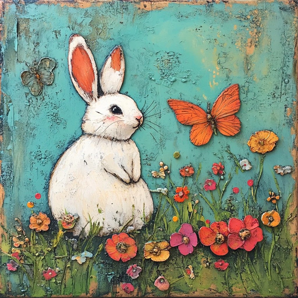 Meadow Bunny 30x30cm - Diamantschilderij 