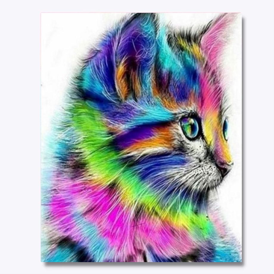 Kleurrijke Feline 30x40cm - Diamantschilderij 