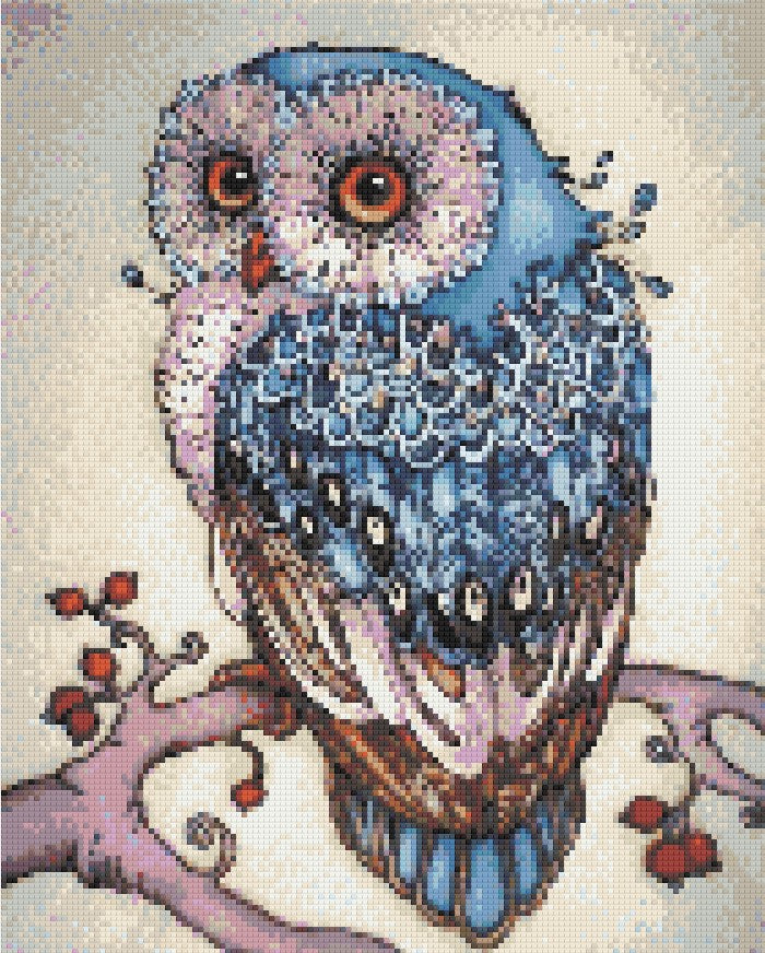 Blue Pearl Owl 30x40cm - Diamantschilderij 
